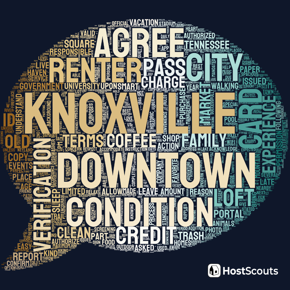 Word Cloud for Knoxville, Tennessee Short Term Rentals